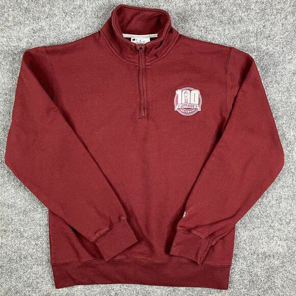 Champion Texas A & M 1/4 Zip Pullover Mens M Maroon Logo Centennial Sweatshirt - Picture 1 of 10